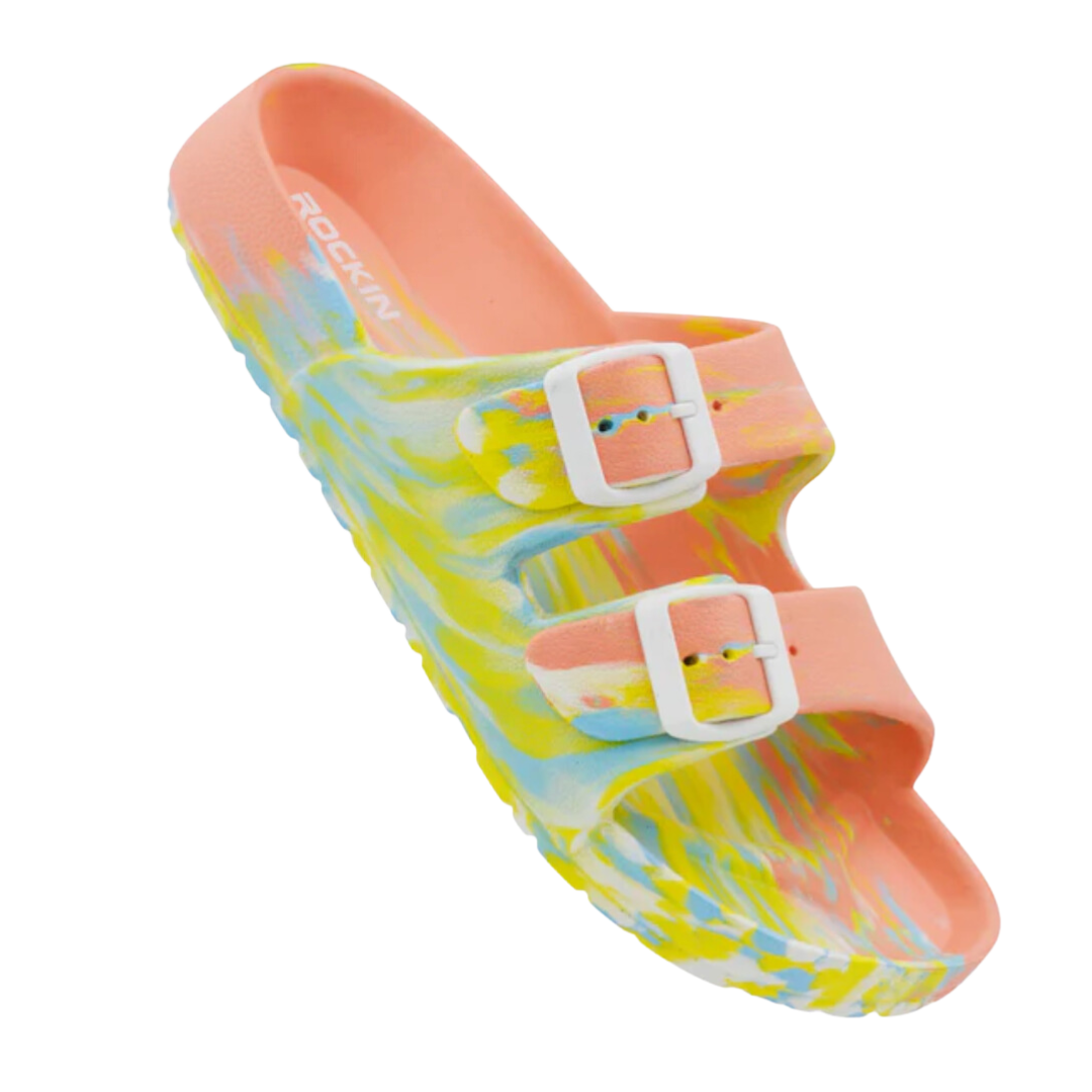 Huntington Buckle Slides- Coral Marbled