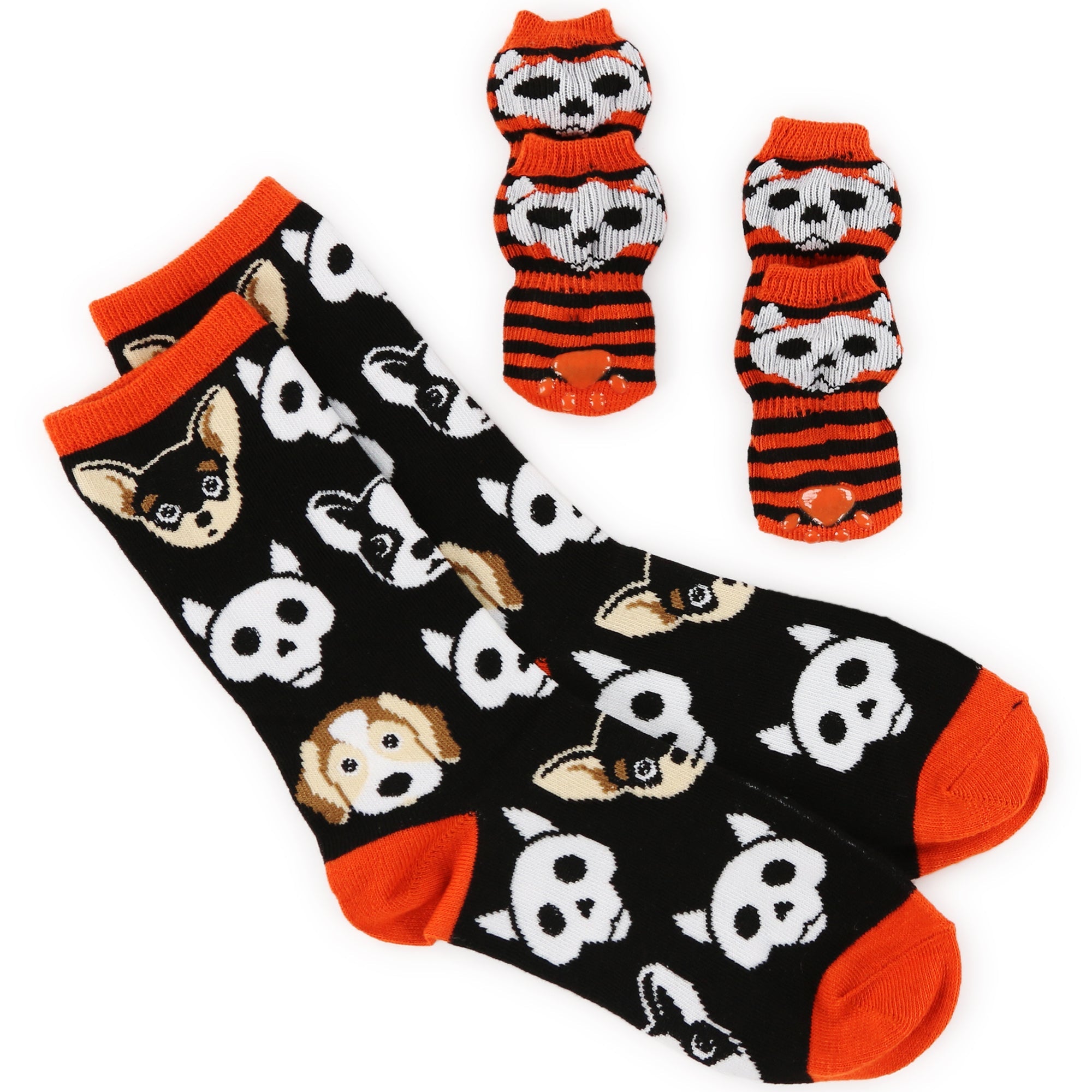 Skull Matching Pet & Owner Socks – Cozy Non-Slip Gripper Set