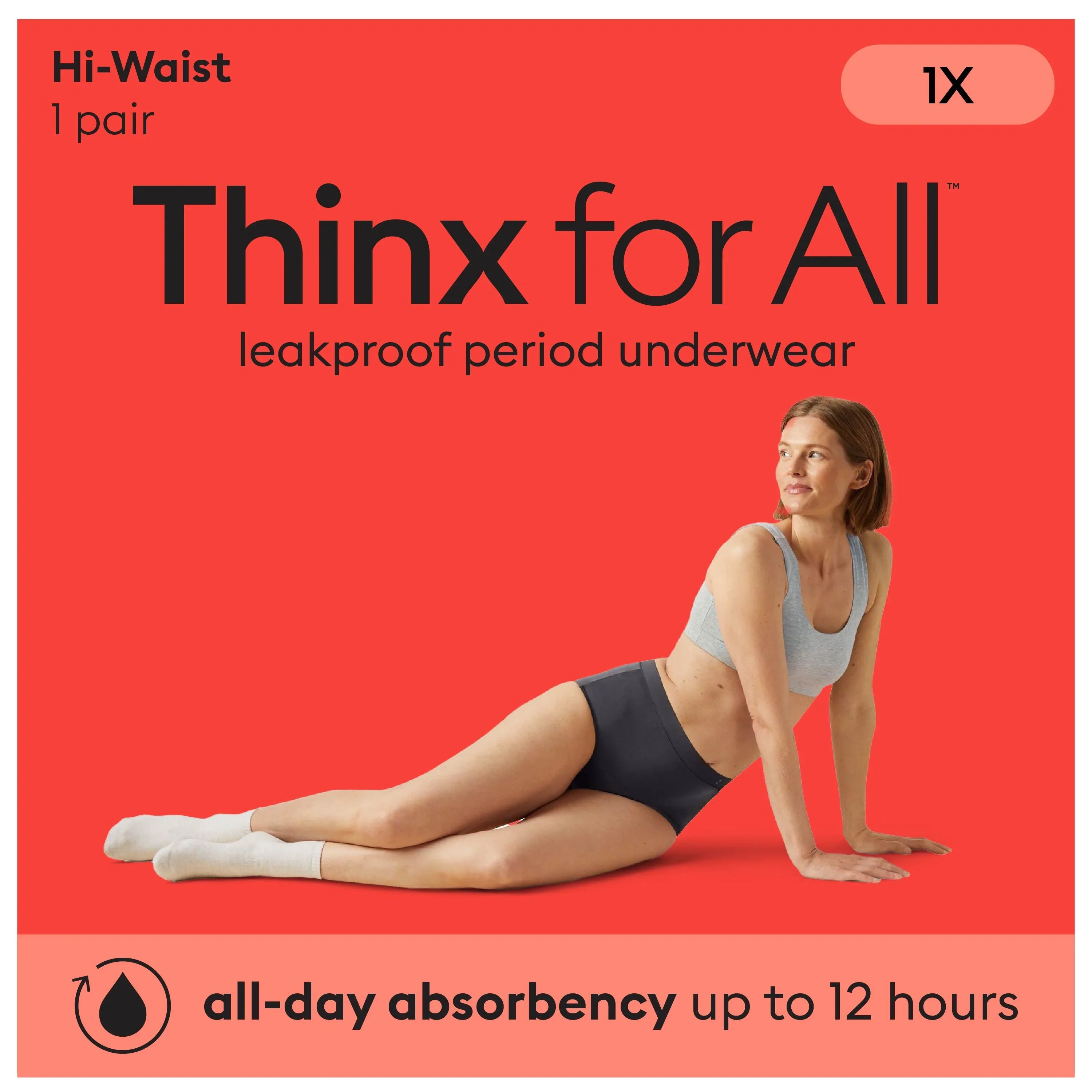 Thinx for All Hi-Waist Leakproof Period Underwear – Rhubarb, Size L (All Day Absorbency)
