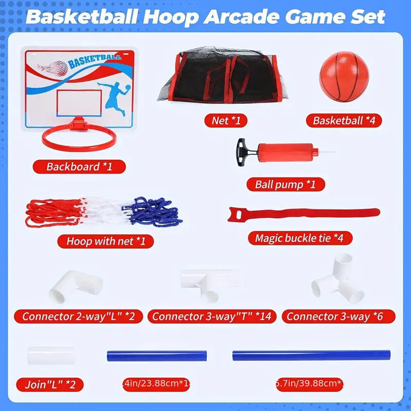 Basketball Hoop Arcade Game, Basketball Hoop Indoor Outdoor W/4 Or 2 Balls, Basketball Game Toys Gifts For Kids & Toddlers Boys Girls