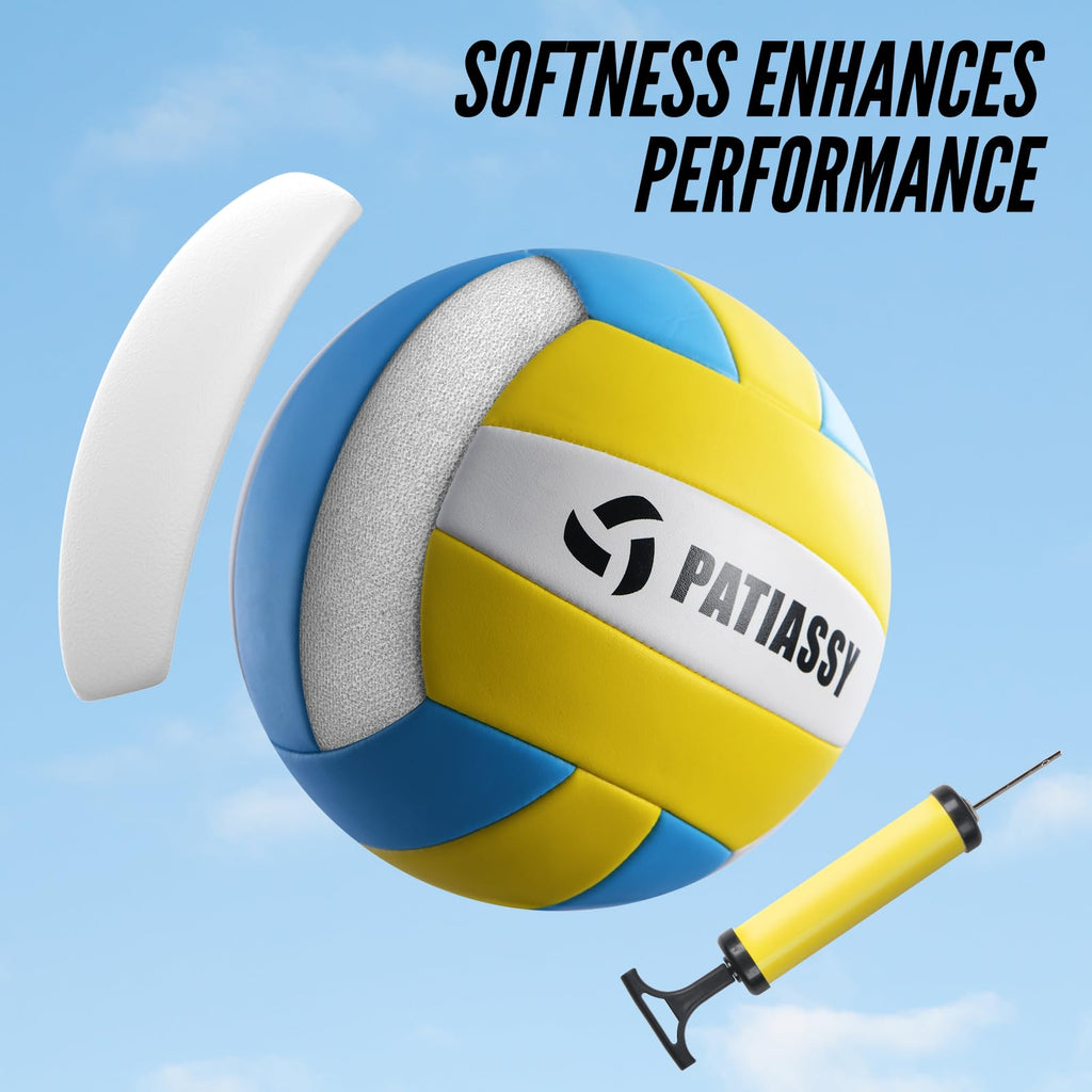 Patiassy Professional Volleyball Net Set with Adjustable Poles & Carry Bag (White)