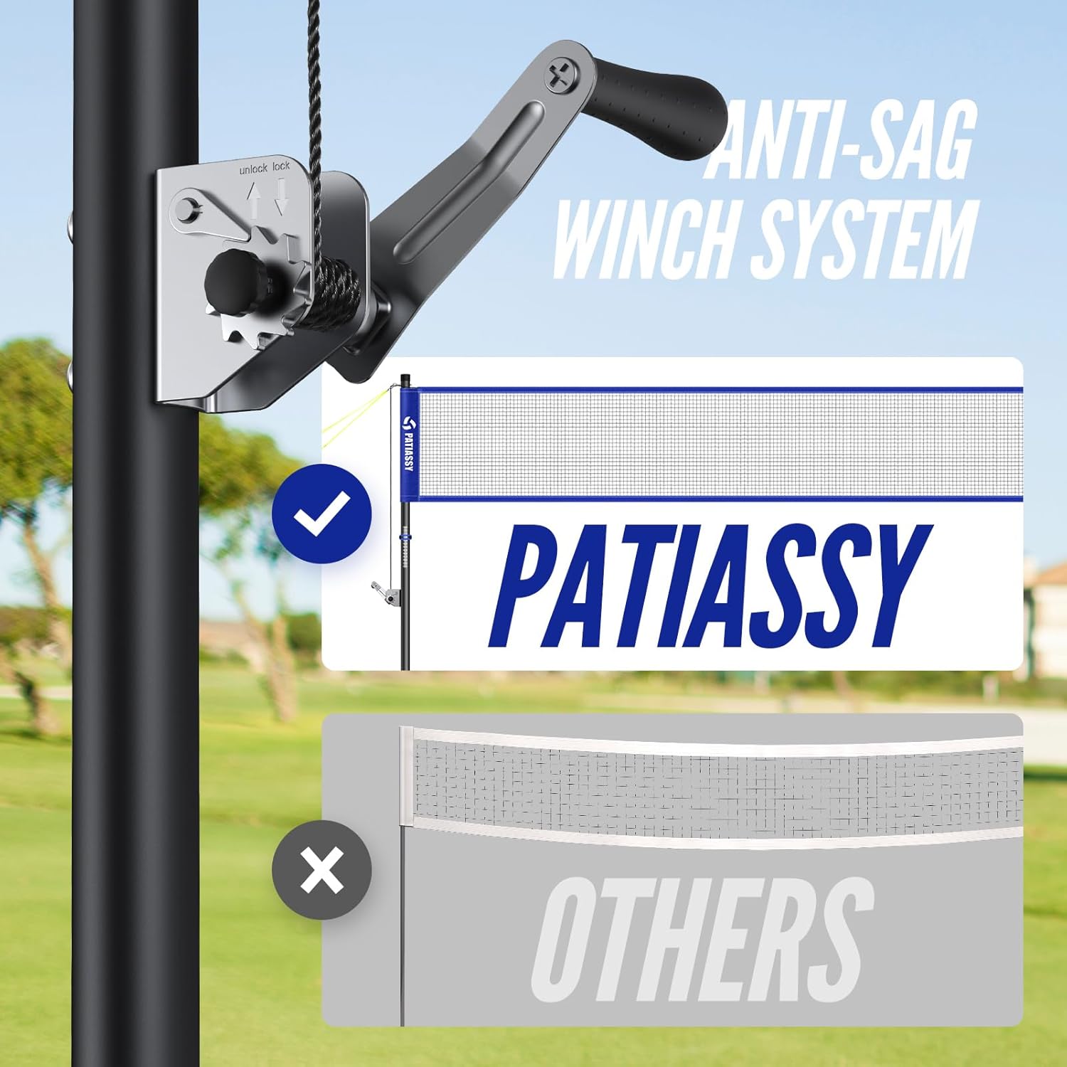 Patiassy Volleyball & Badminton Combo Set with Adjustable Net and Accessories (Blue)