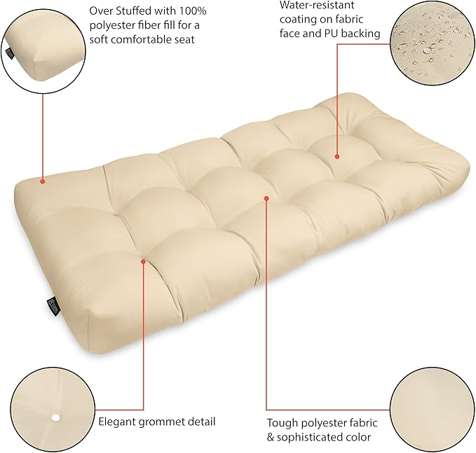 Classic Accessories Patio Bench Cushion, Soft Beige, 48”W