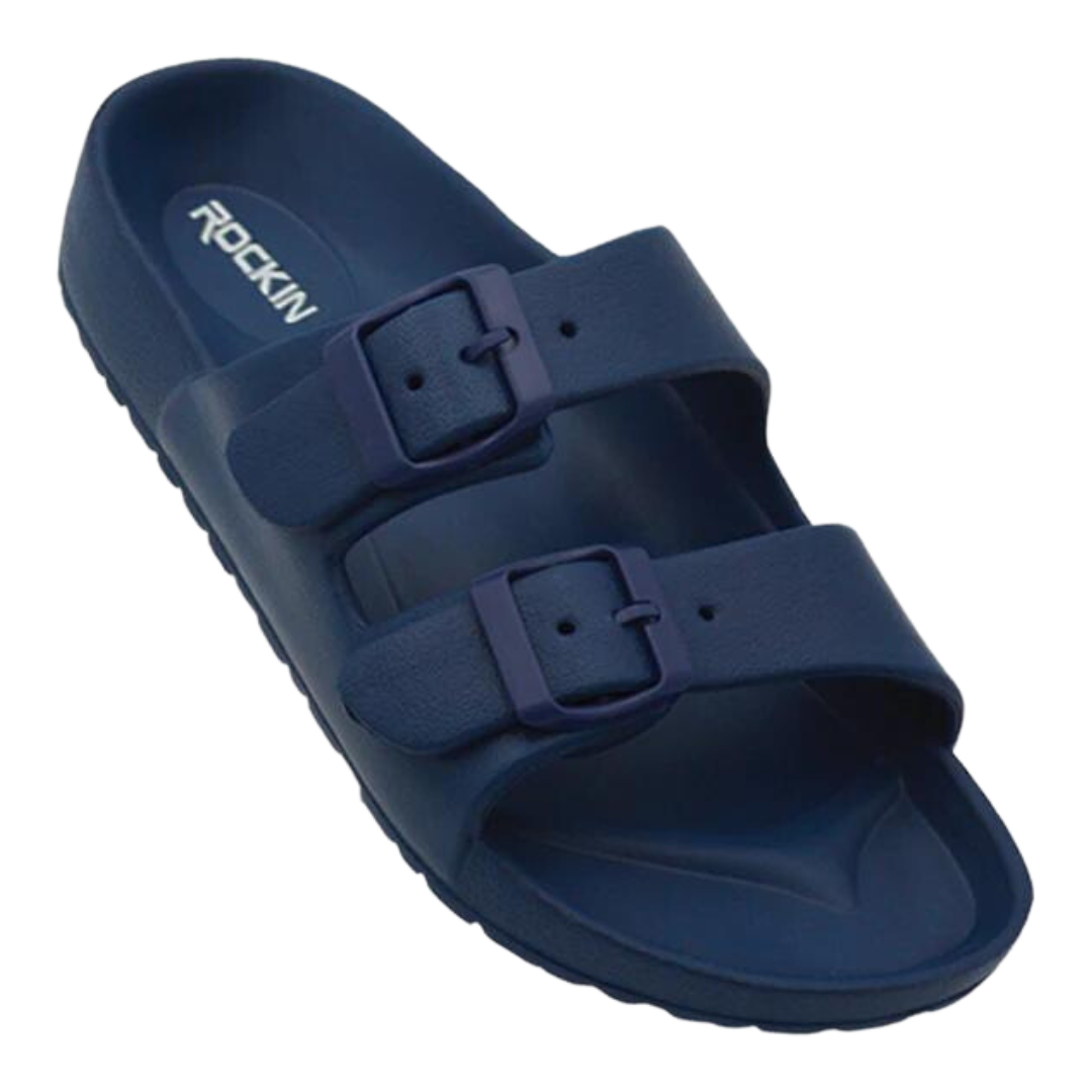 Huntington Buckle Slides- Navy