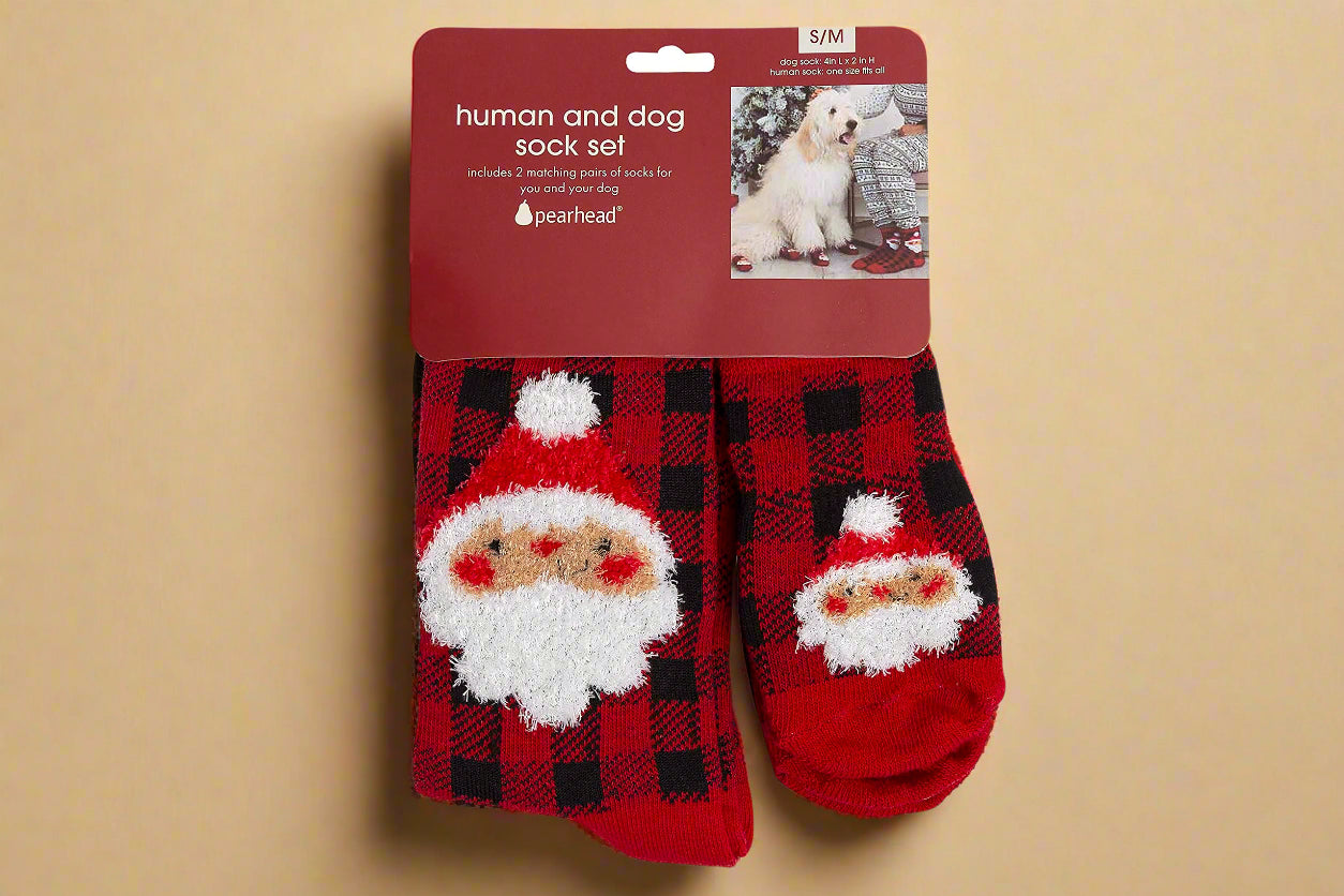 Santa Pet & Owner Matching Socks – Holiday Non-Slip Gripper Set