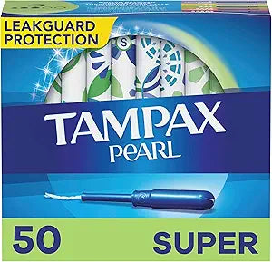 Tampax Pearl Tampons – Super Absorbency, Unscented, 50 Count