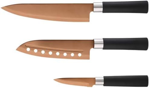 KNIVES Bergner Set of 3 Stainless Steel Kitchen Knives Samurai Copper Collection