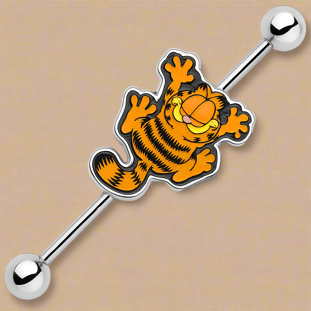 38mm Dangling Garfield Industrial Barbell