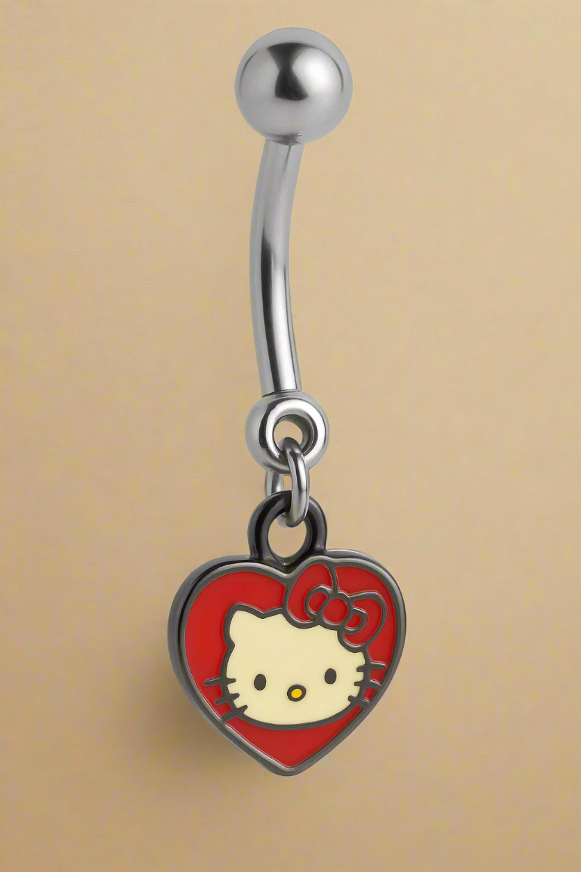 Hello Kitty Heart Tongue Ring – 14G Tongue Piercing