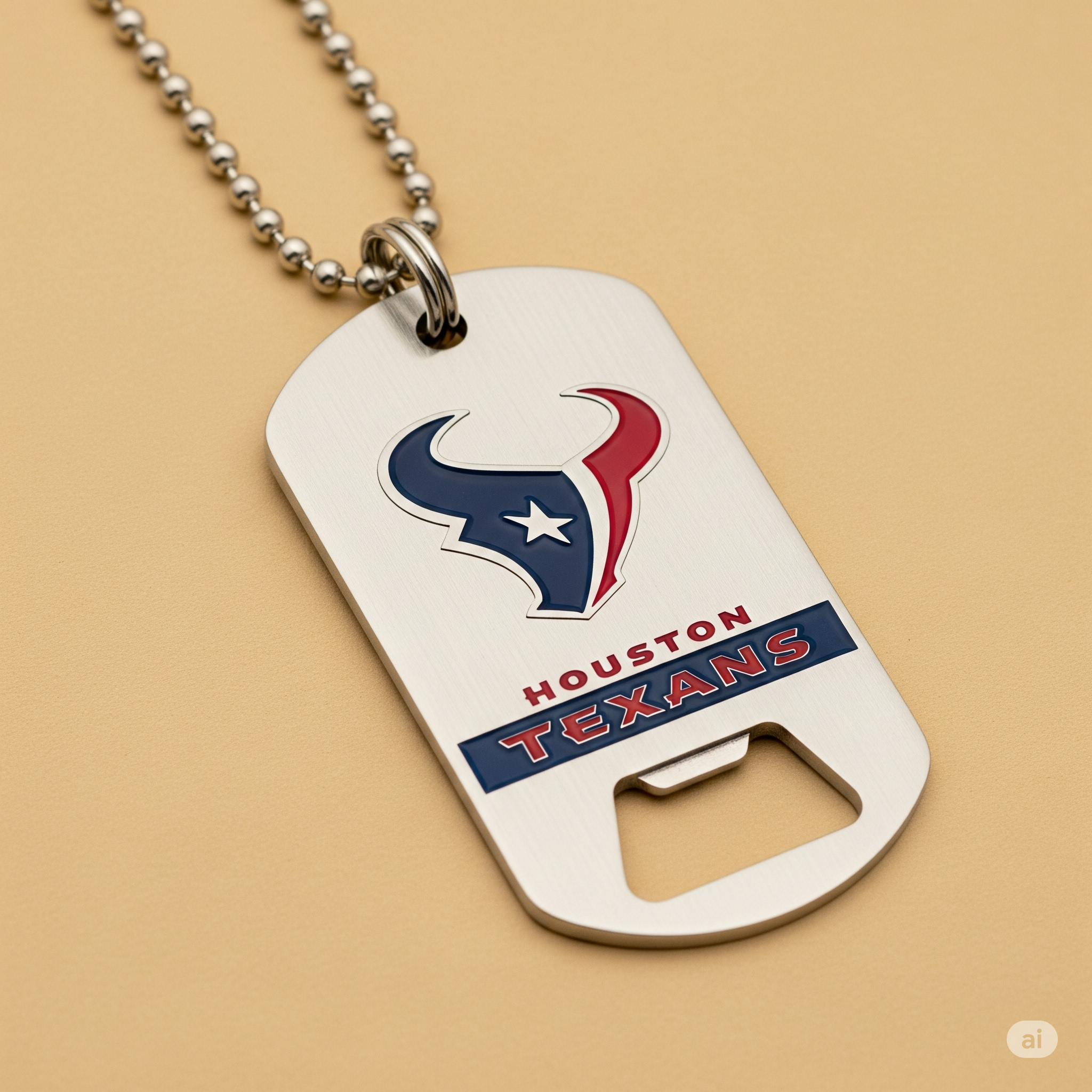 Houston Texans Dog Tag Necklace with bottle opener