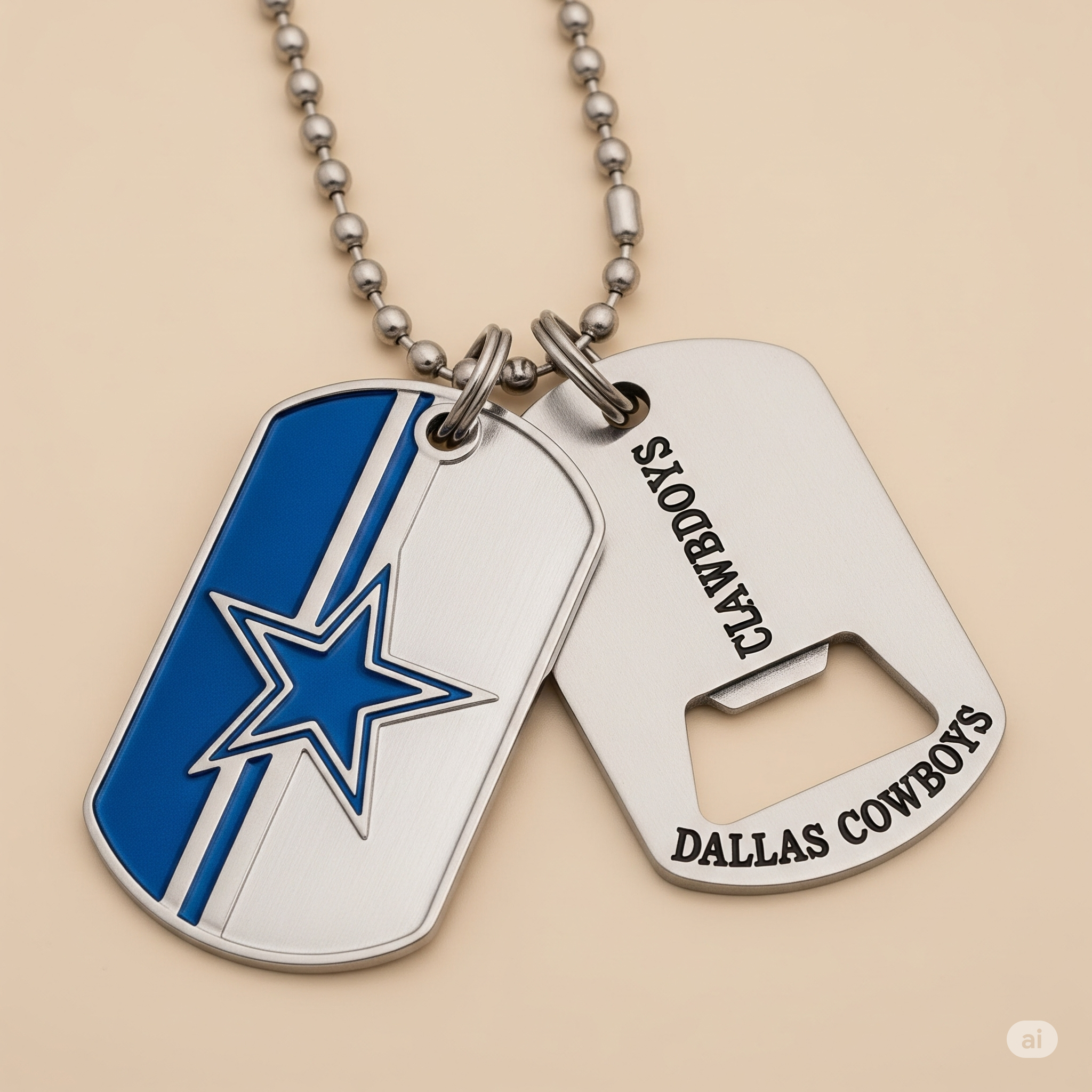 Dallas Cowboys Dog Tag Necklace with bottle opener