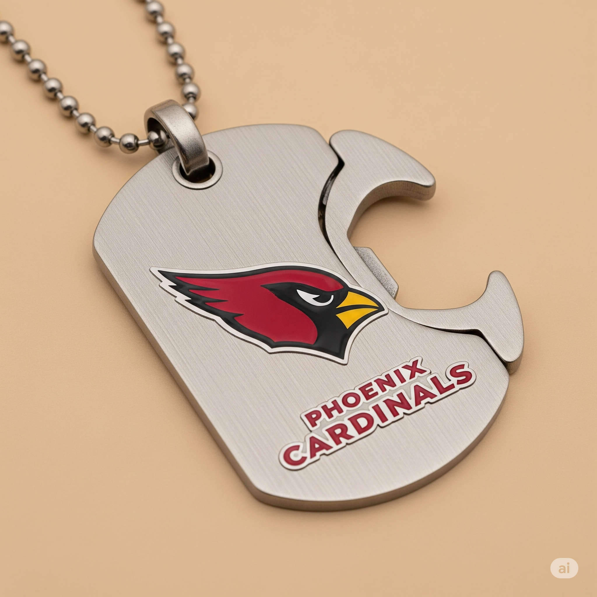 Phoenix Cardinals Dog Tag Necklace with bottle opener