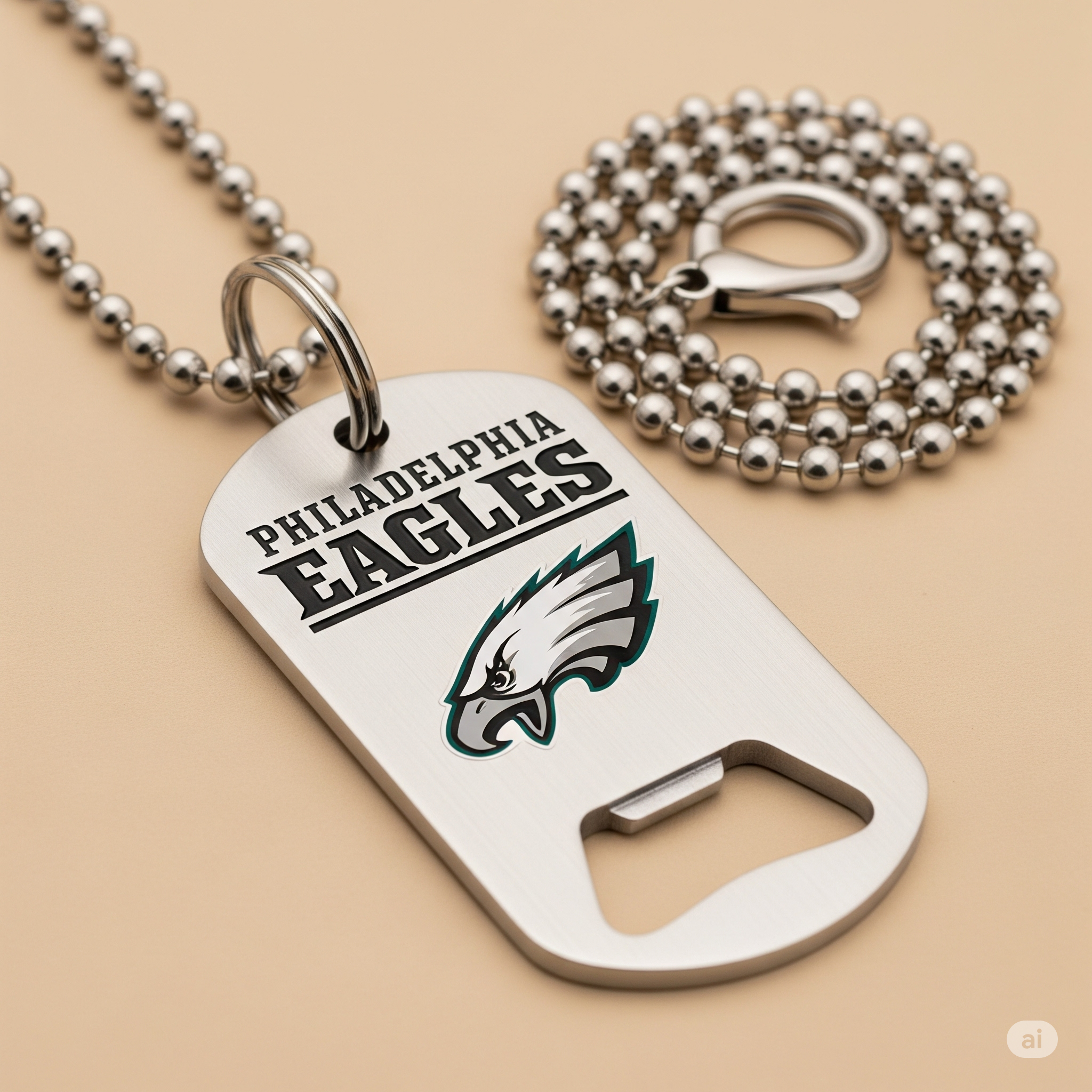 Philadelphia Eagles Dog Tag Necklace With Bottle Opener