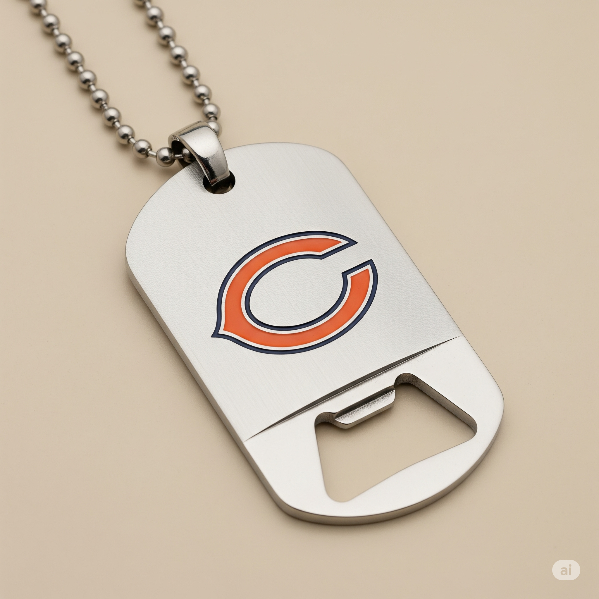 Chicago Bears Dog Tag Necklace with bottle opener