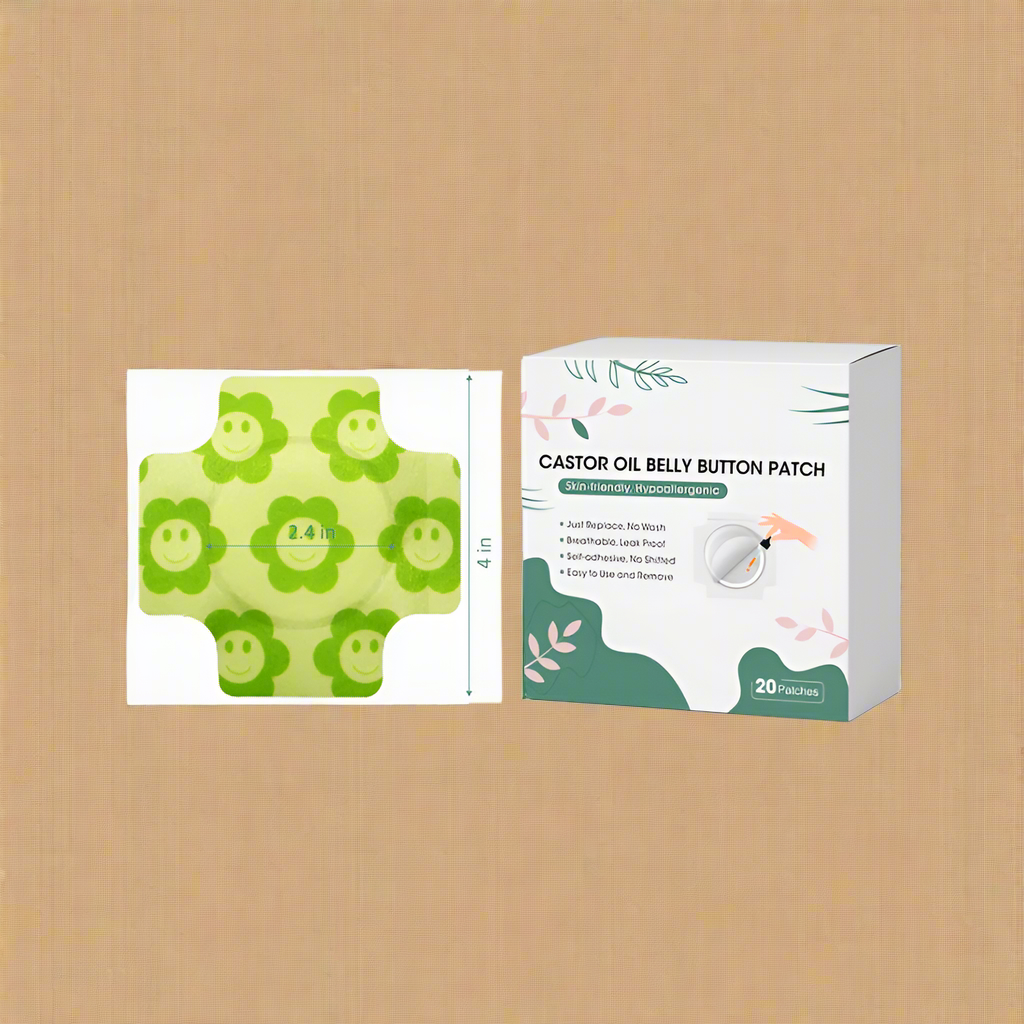 20 PCS Castor Oil Pack Wrap – Disposable Patches for Belly Button (4" x 4", No Wash, Anti-Seepage)