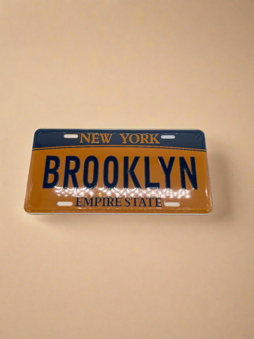 Brooklyn New York Empire State License Plate – Blue & Gold Souvenir