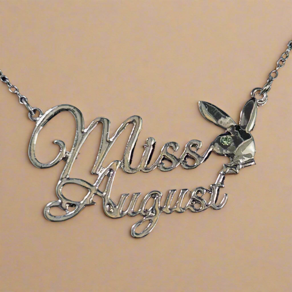 PLAYBOY MISS AUGUST w/BIRTH MONTH STONE Necklace jewelry