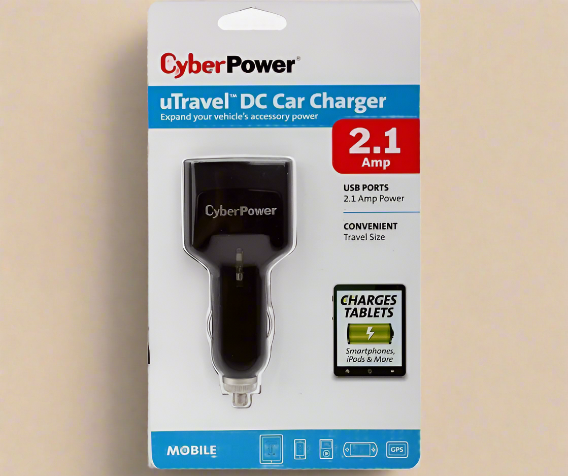CyberPower TRDC2A2USB Car Lighter Travel Charger (2) 2.1A USB Port DC Power Plug