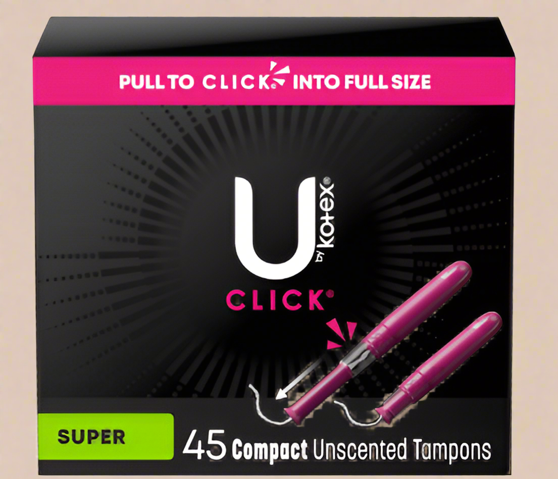 U by Kotex Click Compact Multipack Tampons, Regular, Unscented, 45 Count