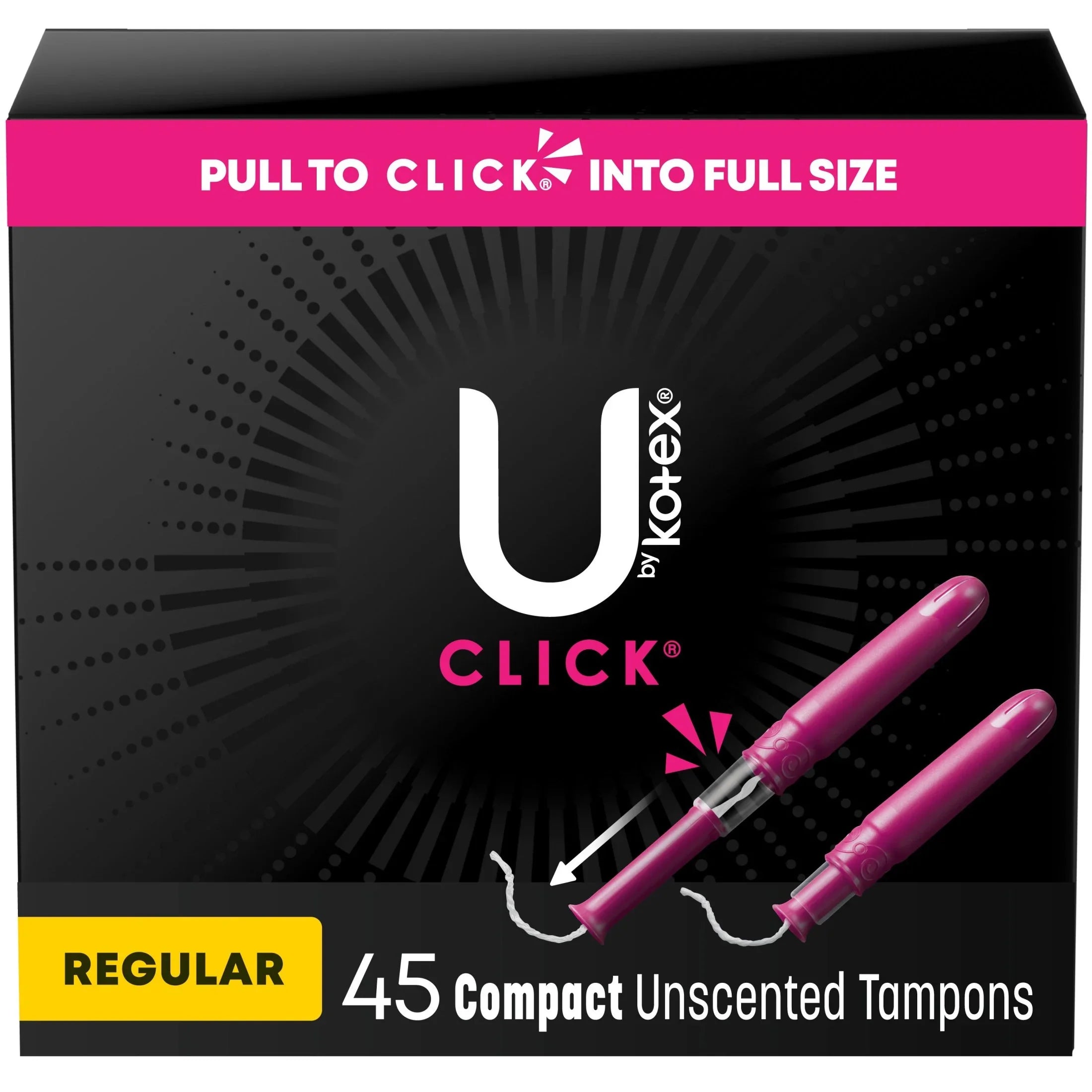 U by Kotex Click Compact Multipack Tampons, Regular, Unscented, 45 Count