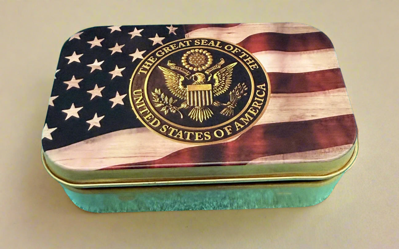 USA Flag Large Tin Box