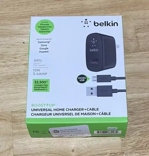 Belkin F8M667TT04-BLK Universal Home Charger with Micro USB ChargeSync Cable