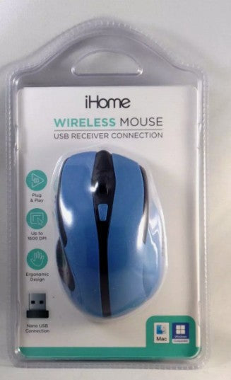 iHome Wireless Mouse for Mac & PC Windows BLUE