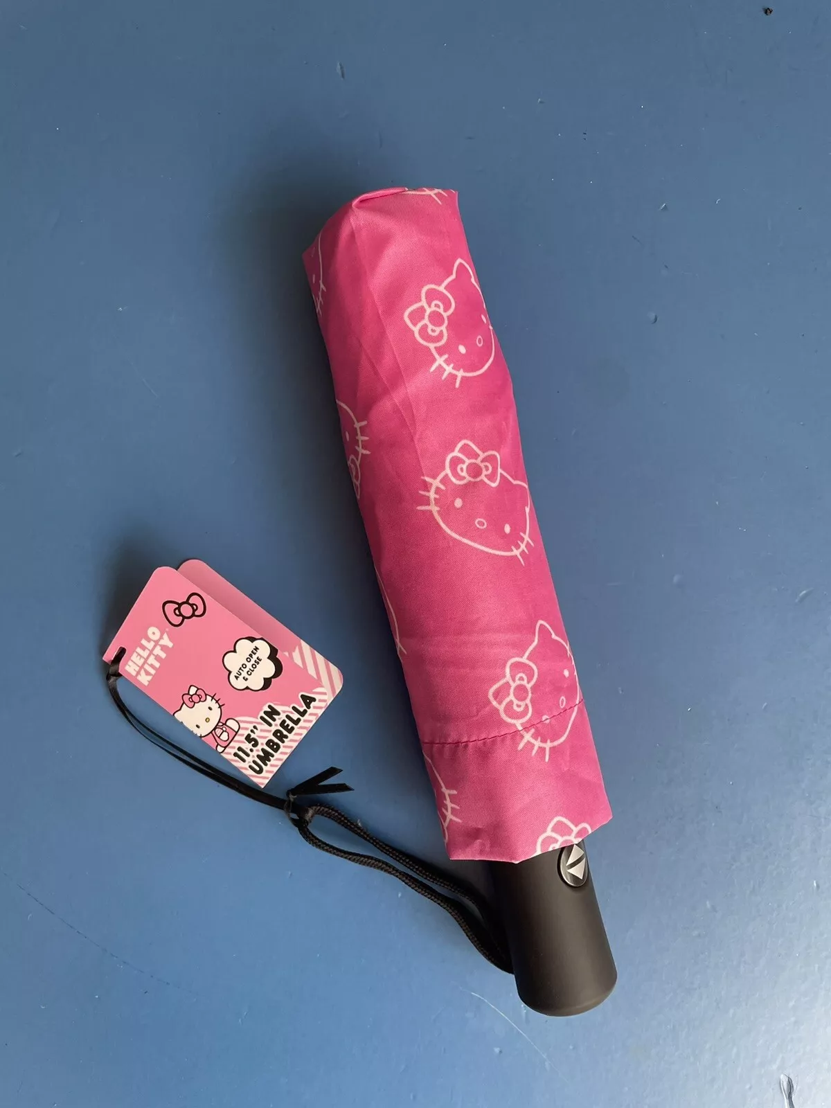 HELLO KITTY Umbrella PINK 11.5" AUTO OPEN & Cover NWT!