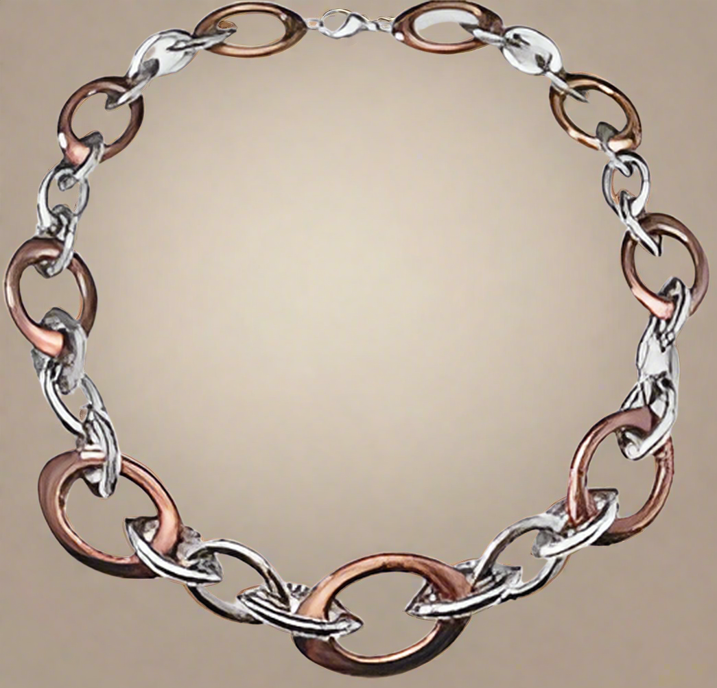 FASHION Copper Plated Silver Link Chain 20" Necklace