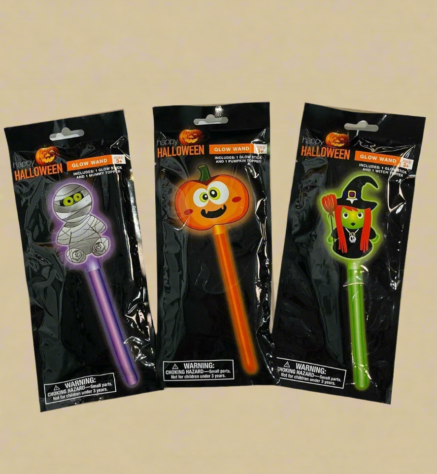 Happy Halloween Glow Wand Stick with Pumpkin Topper
