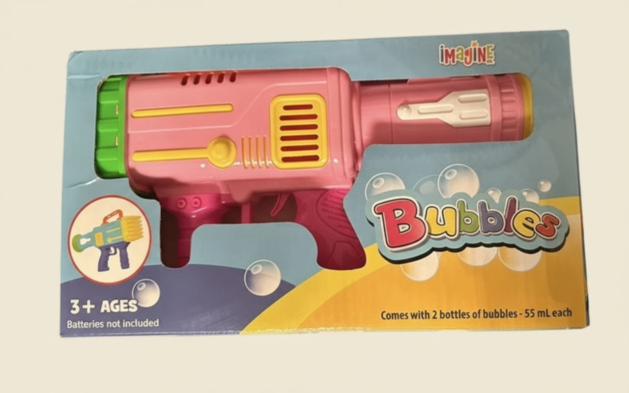 Imagine Automatic Bubble Machine Toy Gun – 36-Hole Bubbler Maker (Pink & Blue Variants)