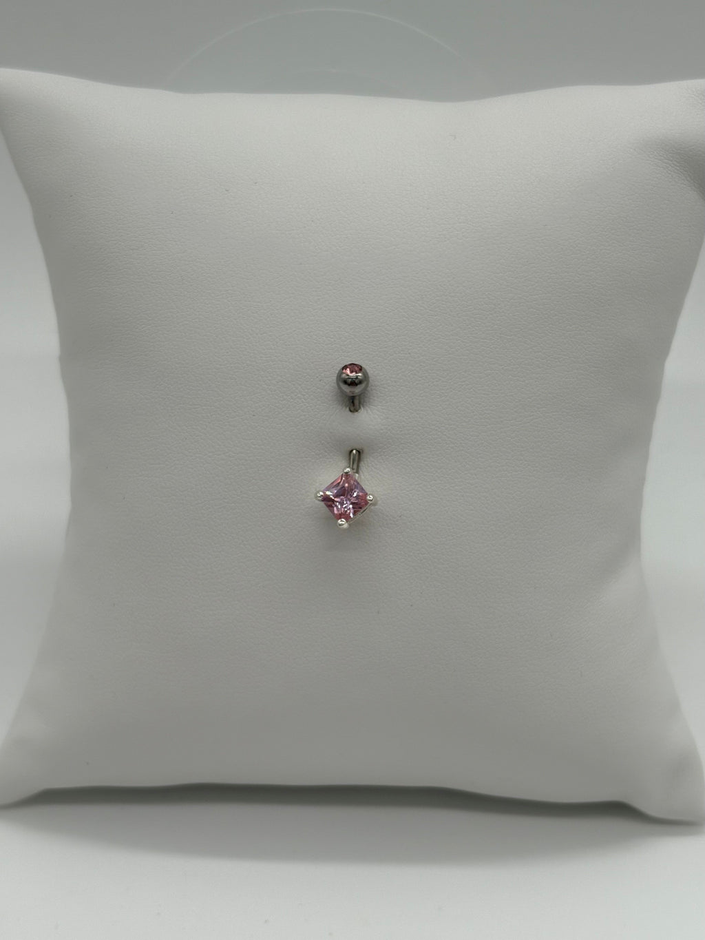 Titanium Pink Gem Dangle Belly Button Ring