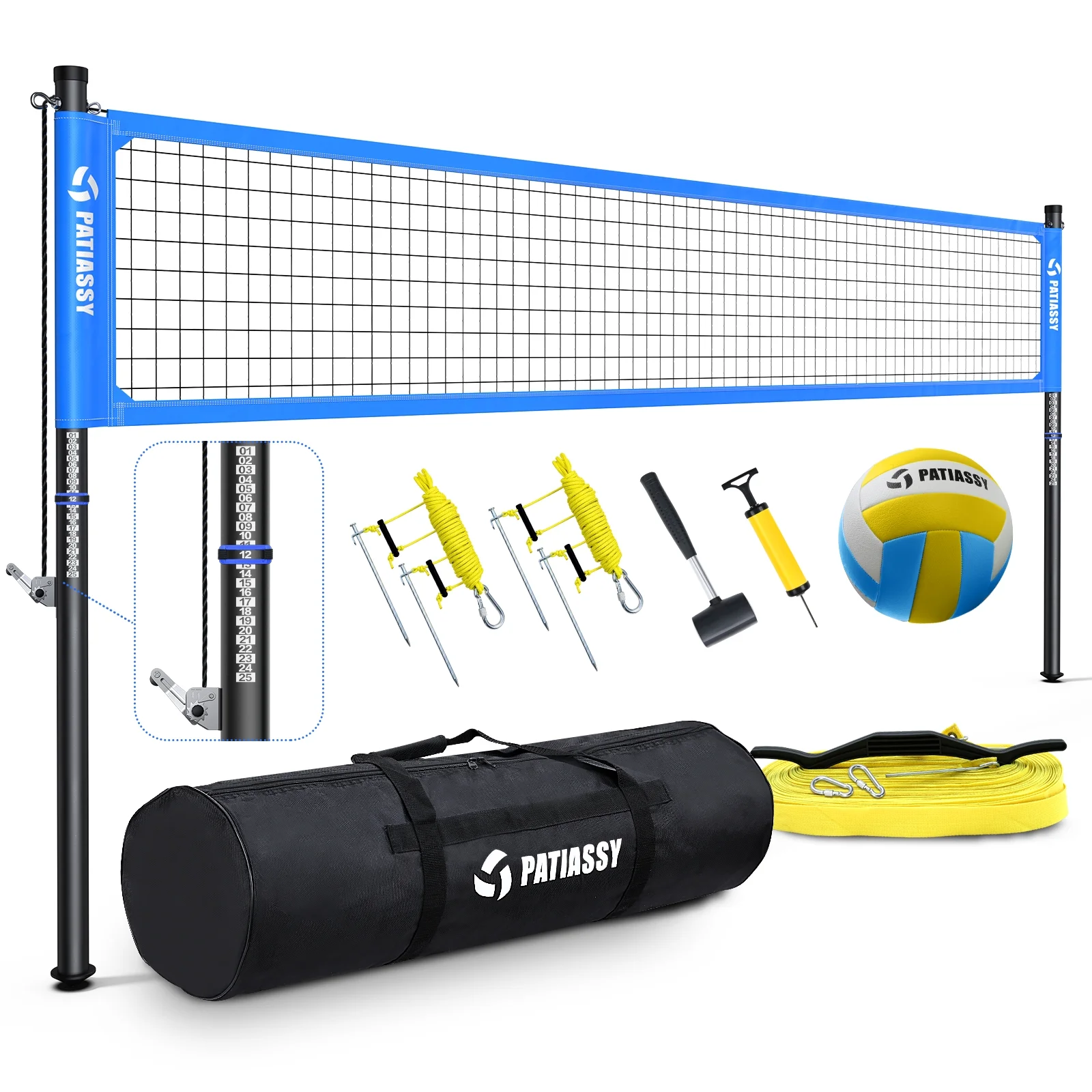 Patiassy Portable Outdoor Volleyball Set with Adjustable Net