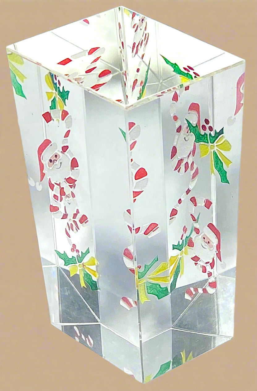 Santa Claus & Candy Cane Acrylic Block