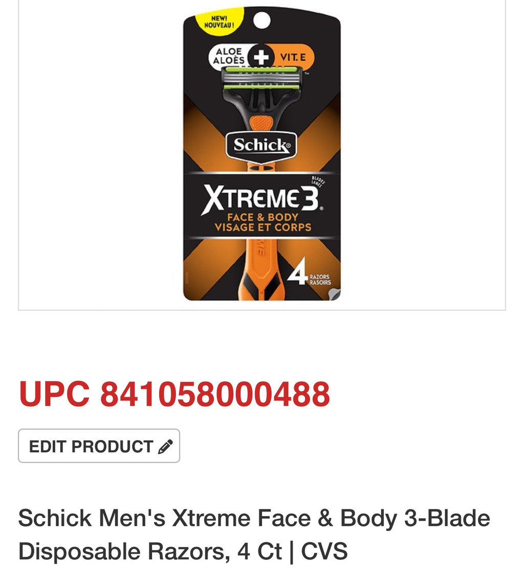 Schick Men’s Xtreme Face & Body Disposable Razors – 3 Blades, 4 Count