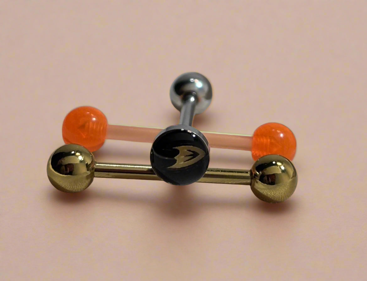 Officially Licensed NHL Mighty Ducks of Anaheim Logo Tongue Ring Set