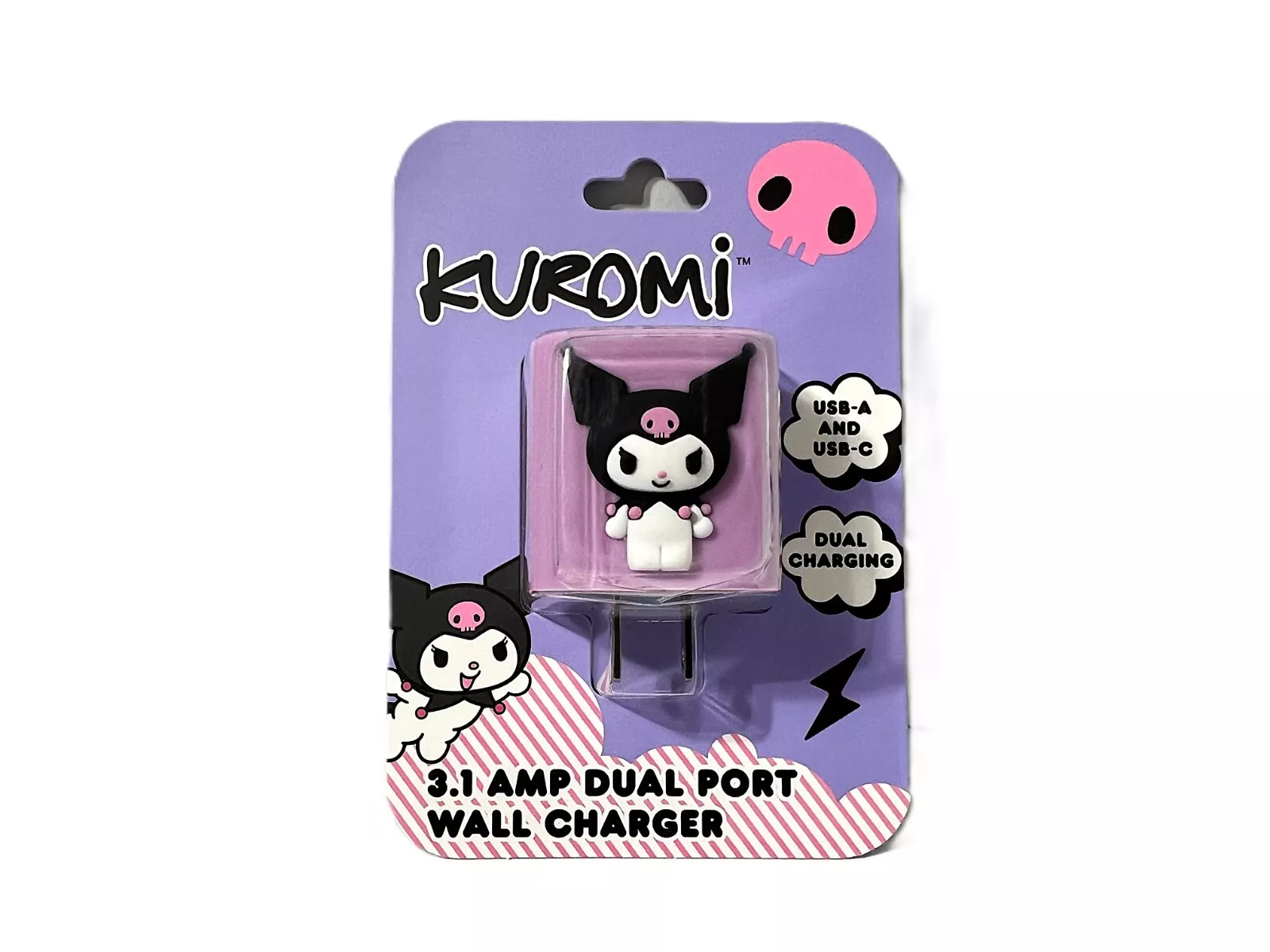 Hello Kitty KUROMI Dual Port Wall Charger 3.1 AMP USB A & C Brand NEW