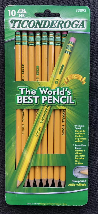 LOT of 2 – Ticonderoga #2 Pencils 18ct (33892) + 15 Eraser Caps & Sharpener Bundle