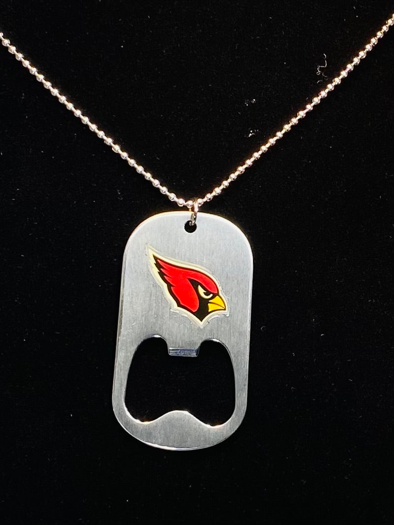 Phoenix Cardinals Dog Tag Necklace with bottle opener