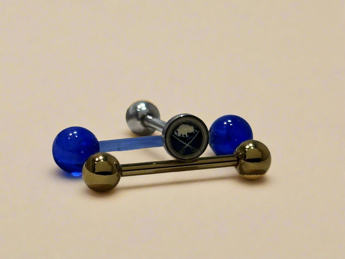 Officially Licensed NHL Buffalo Sabres Logo Tongue Ring Set