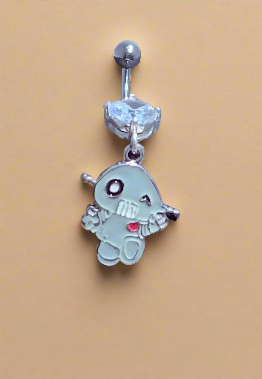 Little Monster Belly Ring – HUA Q Cartoon Character with CZ Gem