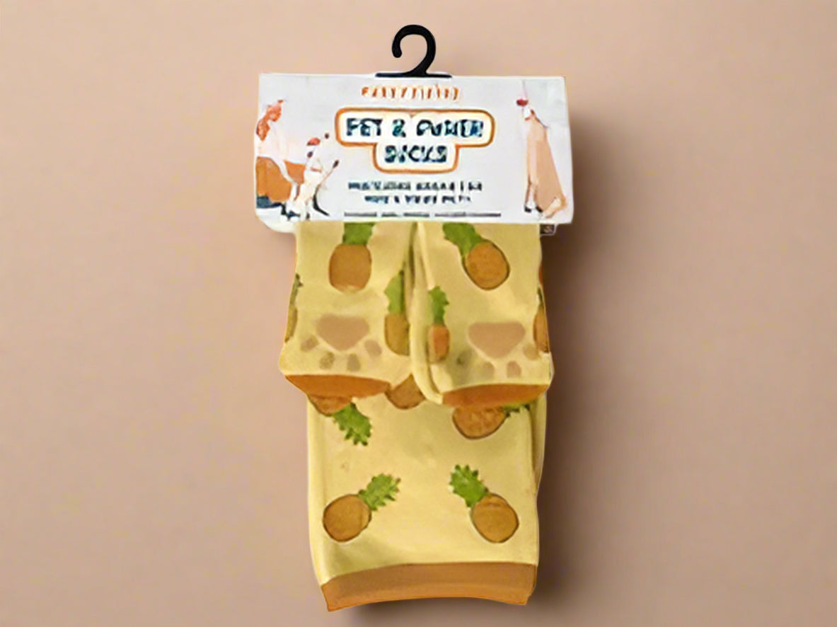 Pineapple Pet & Owner Matching Socks – Tropical Non-Slip Gripper Set