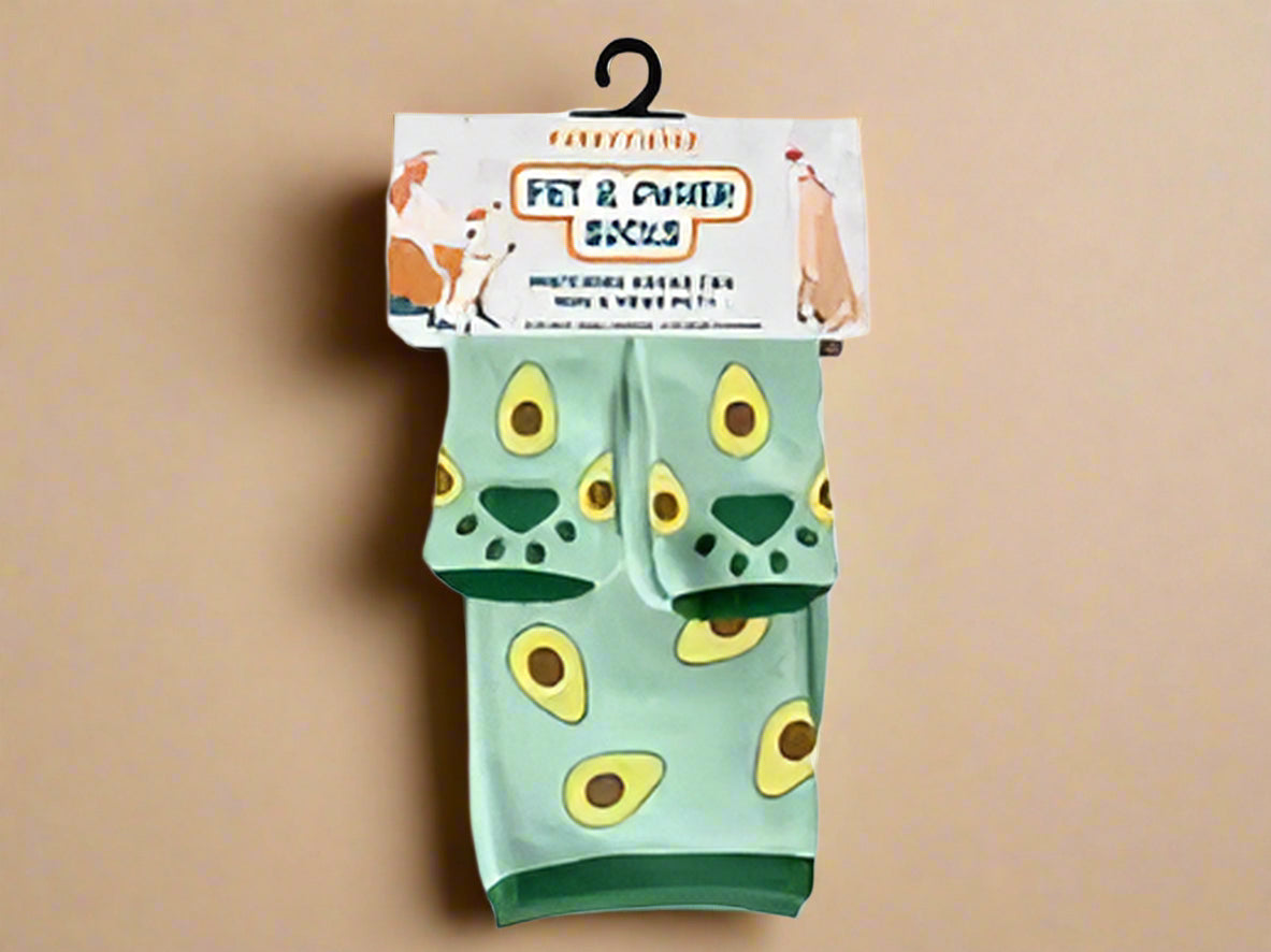Avocado Pet & Owner Matching Socks – Cute Non-Slip Gripper Set