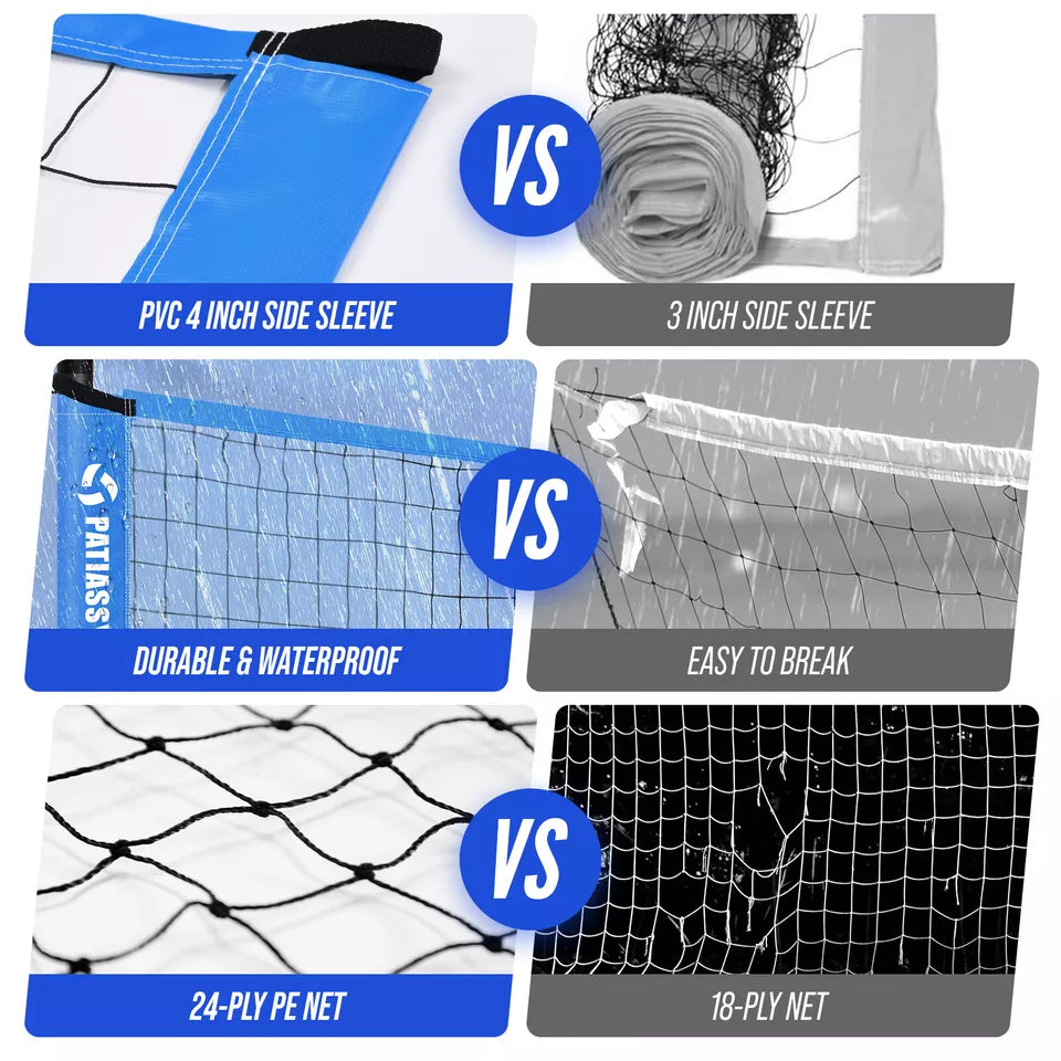Patiassy Outdoor Volleyball Net Set with Ball, Pump & Carry Bag
